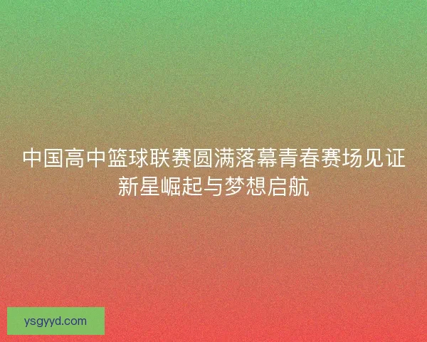 中国高中篮球联赛圆满落幕青春赛场见证新星崛起与梦想启航