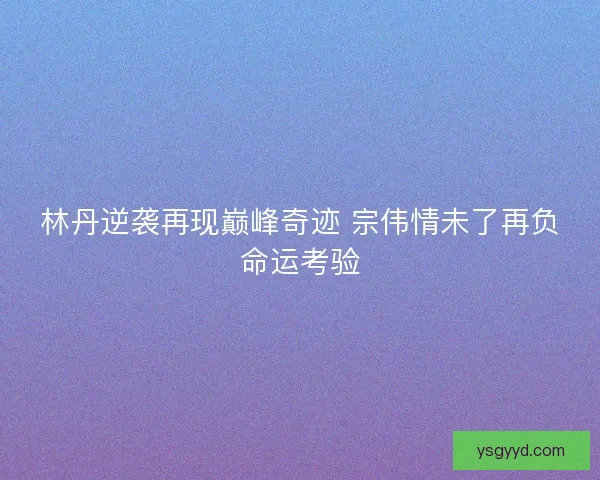 林丹逆袭再现巅峰奇迹 宗伟情未了再负命运考验 林丹逆袭再现巅峰奇迹 宗伟情未了再负命运考验
