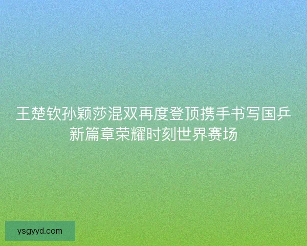 王楚钦孙颖莎混双再度登顶携手书写国乒新篇章荣耀时刻世界赛场