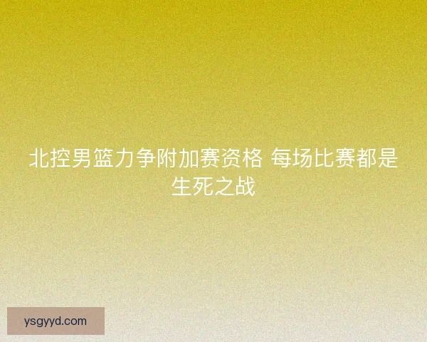 北控男篮力争附加赛资格 每场比赛都是生死之战