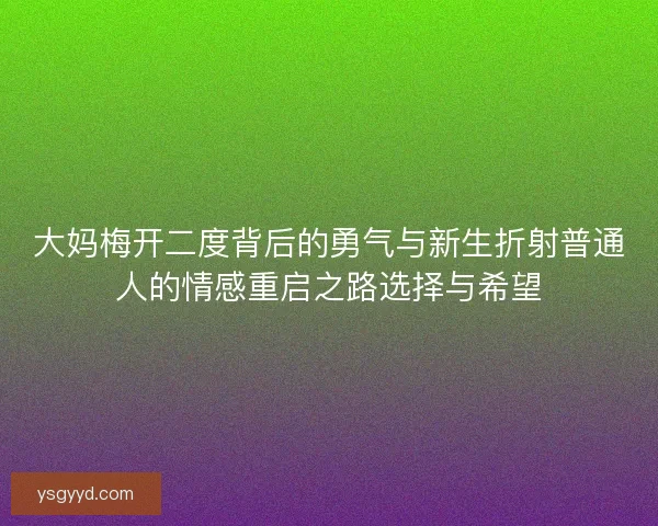 大妈梅开二度背后的勇气与新生折射普通人的情感重启之路选择与希望