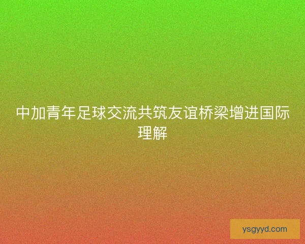 中加青年足球交流共筑友谊桥梁增进国际理解 中加青年足球交流共筑友谊桥梁增进国际理解